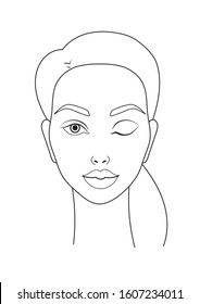 Face chart template for make up artists. Line style vector illustration