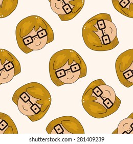 face chatacter , cartoon seamless pattern background