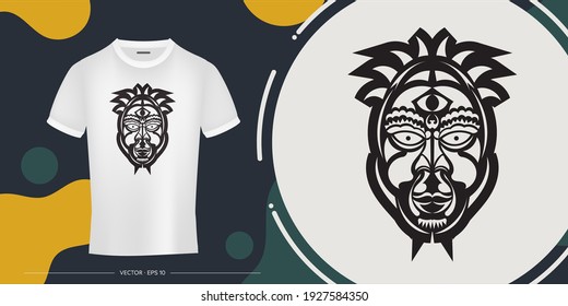 The face of the chief in the form of Maori patterns. Outline for T-shirts, cups, flags, phone cases and prints. Vector