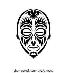 The face of the chief in Samoan style ornaments. Tattoo with Polynesian patterns. Isolated. Vector 