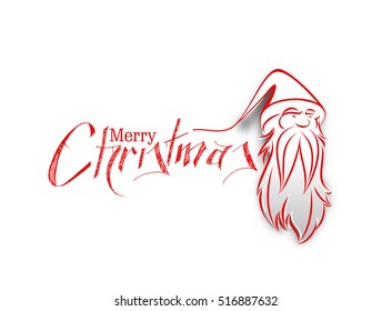 Face of  christmas character Santa Claus, Cartoon style Santa Claus. Merry Christmas Text Christmas and New Year - vector illustration