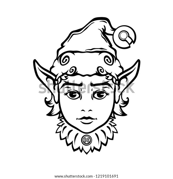 Face Christmas Elf Vector Illustration Isolated Stock Vector