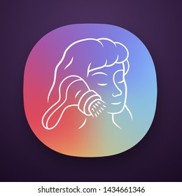 Face cleaning brush app icon. Pore cleaner. Comedone and blackhead removing. Beauty device for home use. UI/UX user interface. Web or mobile application. Vector isolated illustration