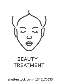 Face cleaning and care, facial treatment and beauty procedure, isolated outline icon vector. Healthy skin and hygiene, relax and recreation. Scrab or peeling, makeup and cosmetics, female wellness