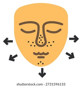 Gesichtsreinigungsroutine. Symbol für das Entfernen von Schwarzköpfen