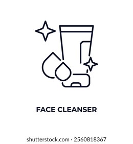 face cleanser outline icon. Linear vector from beauty concept. Thin line face cleanser icon isolated on white background