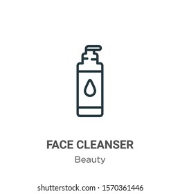 Face cleanser outline vector icon. Thin line black face cleanser icon, flat vector simple element illustration from editable beauty concept isolated on white background