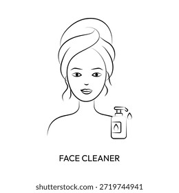 Gesichtsreiniger Hautpflege Routine Linie Symbol Illustration