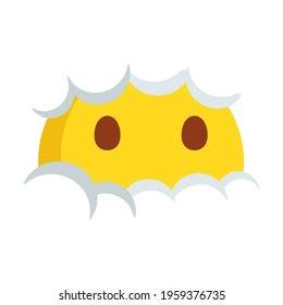 Face In Clouds Emoji Icon Illustration. Brain Fog Vector Symbol Emoticon Design Doodle Vector.