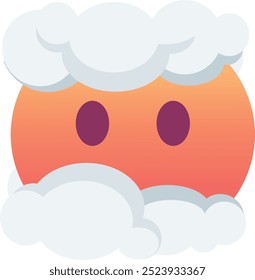 Cara en las nubes icono de emoji. Colores de moda, elemento popular para las redes sociales y diseños digitales. Emoticon, elemento aislado.