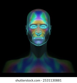 Cara de color. Diseño de fondo de perfil humano y líneas coloridas de pintura en movimiento sobre el tema de la creatividad, el diseño, el mundo interior, la naturaleza humana y el alma artística Ilustración vectorial