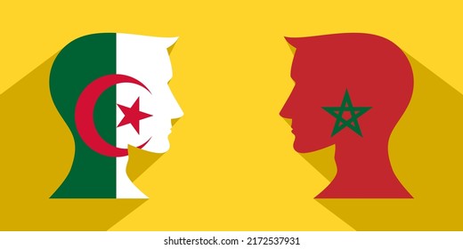 Konzept von Angesicht zu Angesicht. Algerie vs. Morocco. Vektorgrafik