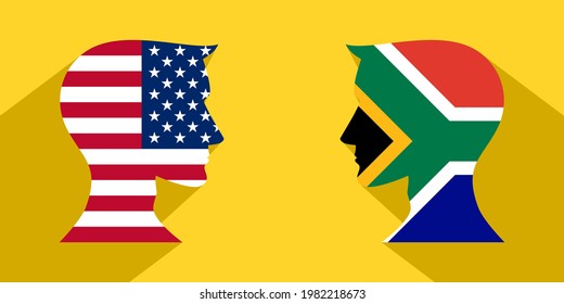 face to face concept. american vs south africa. banner, sticker, print, decorative
