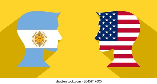 face to face concept. argentines vs american. banner, sticker, print, decorative
