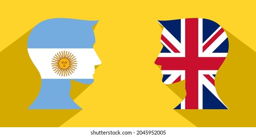 face to face concept. argentines vs british. banner, sticker, print, decorative

