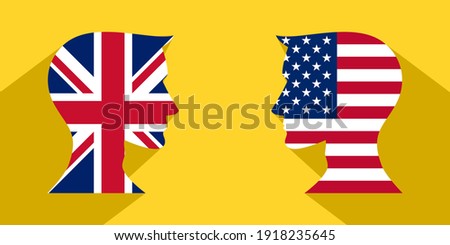 face to face concept. british vs american. vector illustration