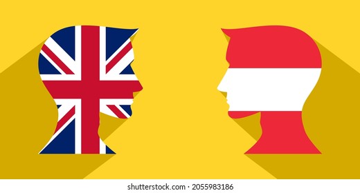 face to face concept. british vs austria. banner, sticker, print, decorative
