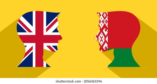 face to face concept. british vs belarus. banner, sticker, print, decorative
