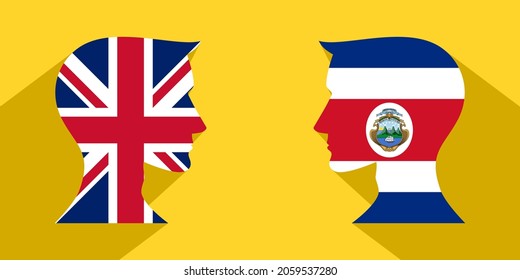 face to face concept. british vs costa rica. banner, sticker, print, decorative
