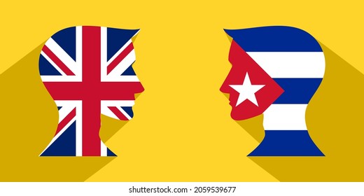face to face concept. british vs cuba. banner, sticker, print, decorative
