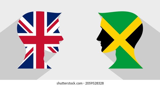 face to face concept. british vs jamaica. vector illustration