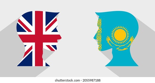 face to face concept. british vs kazakh. banner, sticker, print, decorative
