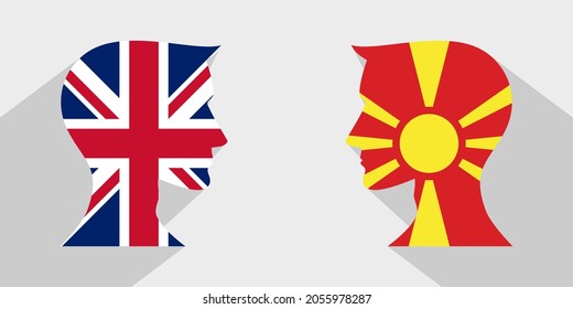 concepto cara a cara. british vs macedonia. banner, pegatina, impresión, decorativo
