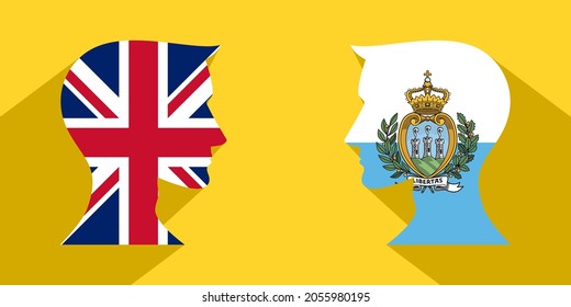 face to face concept. british vs san marino. banner, sticker, print, decorative

