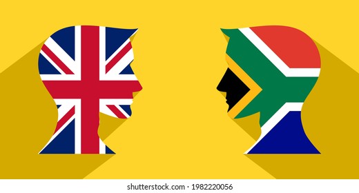 face to face concept. british vs south africa. vector illustration