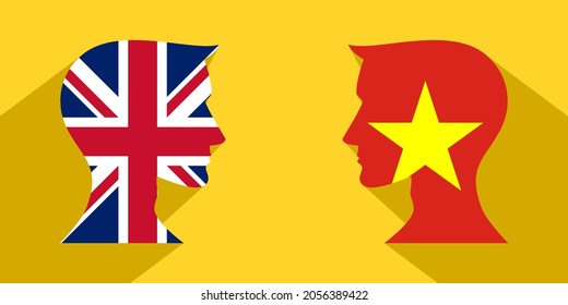face to face concept. british vs vietnam. banner, sticker, print, decorative

