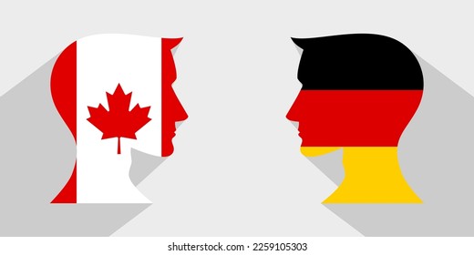 Konzept von Angesicht zu Angesicht. Canada gegen Deutschland. Vektorgrafik