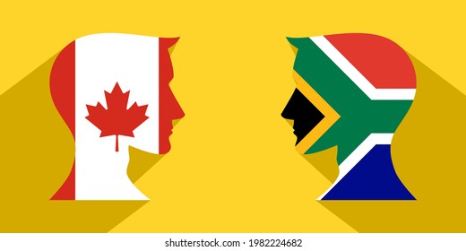 face to face concept. canada vs south africa. banner, sticker, print, decorative
