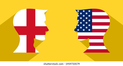 face to face concept with england vs ameican. banner, sticker, print, decorative
