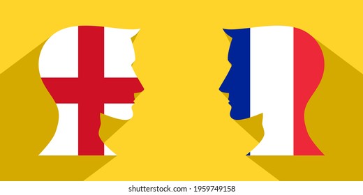 face to face concept with england vs france. banner, sticker, print, decorative
