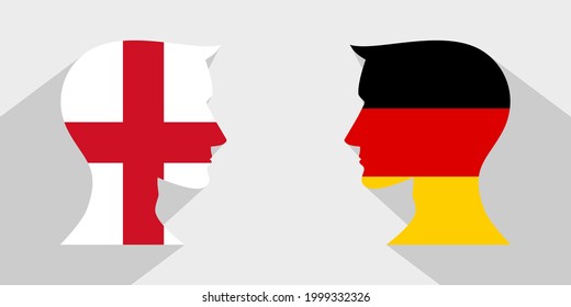 face to face concept. england vs germany. banner, sticker, print, decorative
