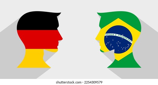 face to face concept. germany vs brazil. vector illustration