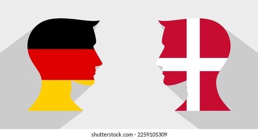 face to face concept. germany vs denmark. vector illustration