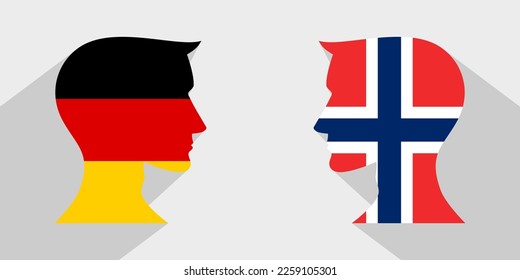 face to face concept. germany vs norway. vector illustration