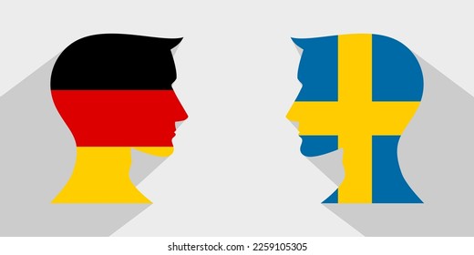 face to face concept. germany vs sweden. vector illustration