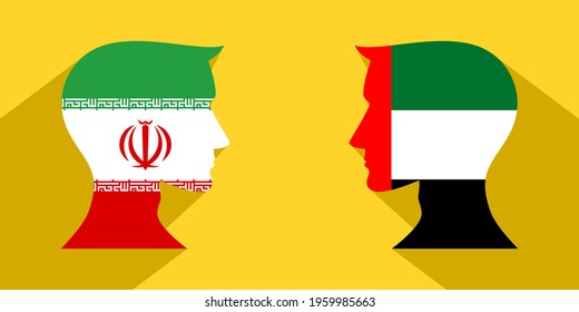face to face concept with iran vs uae. banner, sticker, print, decorative

