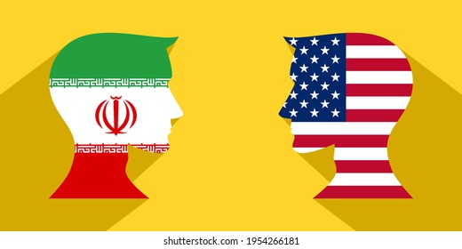 face to face concept. iran vs united states. vector illustration