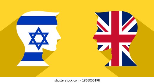 face to face concept. israel vs british. vector illustration