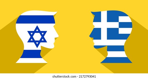 face to face concept. israel vs greece. vector illustration