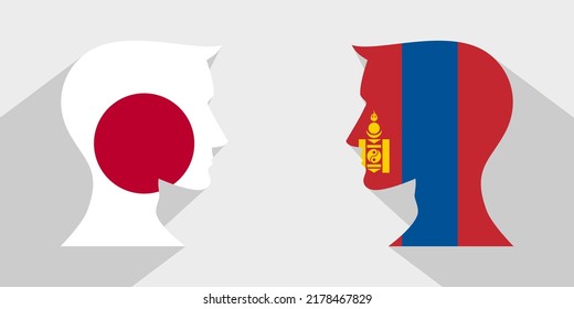 face to face concept. japan vs mongolia. vector illustration