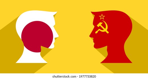face to face concept with japan vs soviet union. banner, sticker, print, decorative

