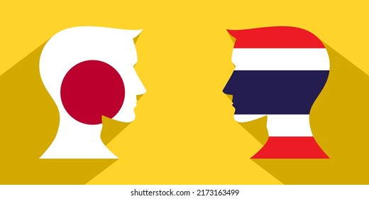 face to face concept. japan vs thailand. vector illustration