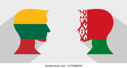 Konzept von Angesicht zu Angesicht. Litauen gegen Belarus. Vektorgrafik