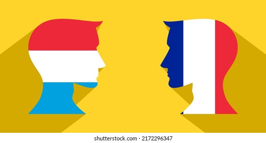 face to face concept. luxembourg vs france. vector illustration
