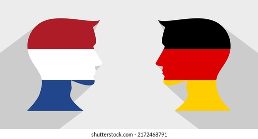 concepto cara a cara. los países bajos vs alemania. ilustración vectorial
