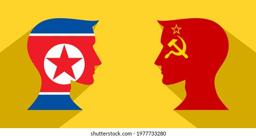 face to face concept with north korea vs soviet union. banner, sticker, print, decorative
